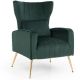 Costway Velvet Upholstered Wingback Chair with Lumbar Pillow and Golden Metal Legs - Turquoise