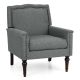 Costway Mid-Century Modern Armchair with Cushion and Rubber Wood Legs - Gray