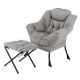 Costway Lazy Leisure Armchair with Folding Footrest and Storage Pocket - Gray