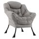 Costway Stylish Large Lazy Chair with Cozy Head Pillow and Seat Armrests - Gray