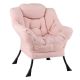 Costway Stylish Large Lazy Chair with Cozy Head Pillow and Seat Armrests - Pink