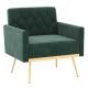Costway Modern Velvet Button Tufted Back Accent Chair with Golden Metal Legs and Foot Pads - Dark Green