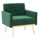 Costway Modern Velvet Button Tufted Back Accent Chair with Golden Metal Legs and Foot Pads - Green