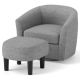 Costway Swivel Curved Backrest Barrel Chair with Ottoman Footrest and Armrests - Gray