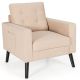 Costway Modern Accent Upholstered Single Sofa Chair with 2-Side Pockets - Beige