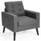 Costway Modern Accent Upholstered Single Sofa Chair with 2-Side Pockets - Gray