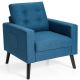 Costway Modern Accent Upholstered Single Sofa Chair with 2-Side Pockets - Navy