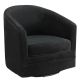 Costway Modern Swivel Barrel Upholstered Velvet Armchair with Metal Base - Black