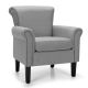 Costway Modern Upholstered Accent Chair with Rubber Wood Legs - Light Gray