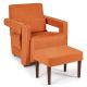 Costway Modern Suede Sofa Chair with Ottoman and Waist Pillow - Orange