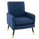 Costway Modern Linen Accent Chair with Solid Metal Legs - Blue