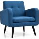 Costway Mid-Century Accent Chair with Rubber Wood Legs - Blue