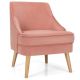 Costway Velvet Upholstered Accent Chair with Rubber Wood Legs - Pink