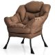 Costway Modern Polyester Lazy Sofa Chair with Side Pocket - Brown