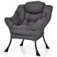 Costway Modern Polyester Lazy Sofa Chair with Side Pocket - Gray