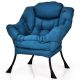 Costway Modern Polyester Lazy Sofa Chair with Side Pocket - Navy