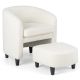 Costway Modern Soft Teddy Velvet Barrel Chair with Footrest and Anti-Slip Felt Pads - Beige