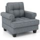 Costway Mid-Century Modern Accent Cushion Studded Armchair with Thick Pillow - Gray