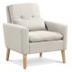 Costway Mid-Century Modern Linen Accent Chair with Lumbar Pillow - Beige