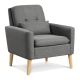 Costway Mid-Century Modern Linen Accent Chair with Lumbar Pillow - Gray