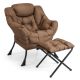 Costway Lazy Sofa Chair with Folding Footrest and Storage Pocket - Brown