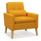 Costway Mid-Century Modern Linen Accent Chair with Lumbar Pillow - Yellow