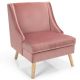Costway Velvet Swoop Arm Accent Chair with Rubber Wood Legs - Pink
