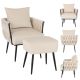 Costway Modern Dutch Velvet Accent Chair and Ottoman Set - Beige