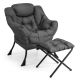 Costway Lazy Sofa Armchair with Folding Footrest and Storage Pocket - Gray