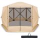 Costway - 11.5 X 11.5 FT 6-Sided Pop-up Screen House Tent With 2 Wind Panels for Camping - Coffee