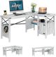 Bestier - Farmhouse L-Shaped Computer Desk with Storage Cabinet and Bookshelf - 60