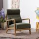 Bestier Mid-Century Accent Chair with High Back, Fabric Armchair Wood Chair with Pillow and Waist Cushion - Green