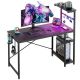 Bestier - Rectangular Gaming Desk with LED Lights - 44