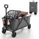 Costway - Heavy-Duty Wagon Cart with Adjustable Handlebar Bottle Holders & Storage Pocket Grey - Grey
