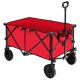 Costway - Folding Collapsible Wagon Utility Camping Cart W/Wheels & Adjustable Handle Red - Red