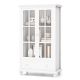 Costway - Bookcase Cabinet Storage Bookshelf Organizer Tempered Glass Doors Shelf Drawer - White