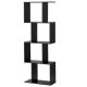 Costway - 4-tier S-Shaped Bookcase Free Standing Storage Rack Wooden Display Decor - Black