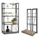 Costway - 4-Tier Folding Bookshelf No-Assembly Industrial Bookcase Display Shelves - Rustic Brown