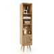 Costway - Rattan Storage Cabinet Freestanding Slim Organizer Wood Display Rack Living Room - Natural
