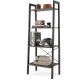 Costway - 4-Tier Bookshelf Industrial Display Storage Shelf Plant Flower Stand Metal Frame Gray - Grey Oak