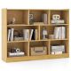 Costway - 3-tier Open Bookcase 8-Cube Bookshelf Storage Display Cabinet French Oak - Yellow
