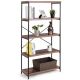 Costway - 5-Tier Bookshelf, Industrial Etagere Bookcase, Rustic Display Shelf Organizer - Black + Brown