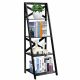 Costway - 4-Tier Ladder Shelf Bookshelf Bookcase Storage Display Leaning Home Office Decor - Black