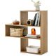 Costway - 3-Shelf Convex Bookshelf Room Organizer with Anti-Toppling Device Freestanding - Natural