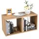 Costway - 2 PCS Wood Stackable Storage Cube 2-tier Narrow Bookshelf Vinyl Record Organizer - Natural