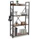 Costway - 4 -Tier Industrial Bookshelf Open Storage Bookcase Display Shelf for Home Office - Coffee