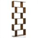 Costway - 6 Tier S-Shaped Bookshelf Storage Display Bookcase Decor Z-Shelf - Coffee