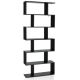 Costway - 6 Tier S-Shaped Bookshelf Storage Display Bookcase Decor Z-Shelf - Black