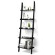 Costway - Ladder Shelf 5-Tier Plant Stand Wall-leaning Bookcase Display Rack - Black