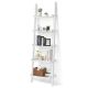 Costway - Versatile 5-Tier Bookshelf Leaning Wall Shelf Ladder Bookcase Storage Display Furni - White